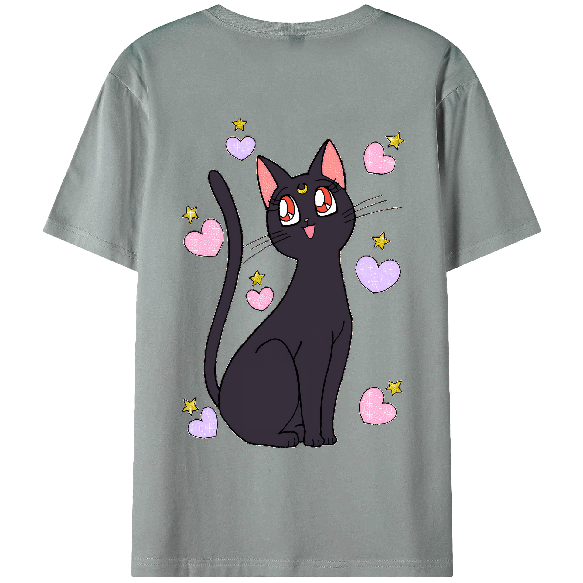 （画像用） 美少女戦士セーラームーン Sailor Moon 綿100％ メンズ半袖Tシャツ（バックプリント） 通気性